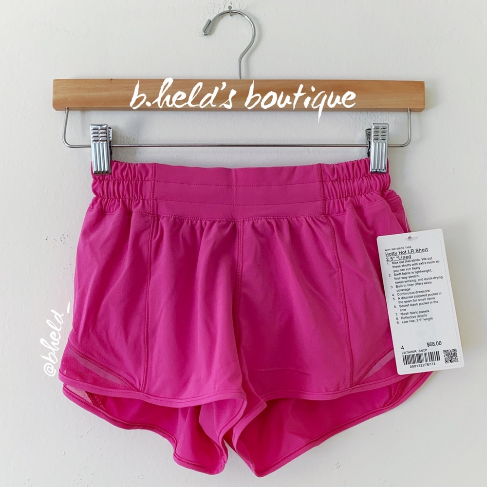 lululemon Hotty Hot Low-Rise Lined Short 2.5" in Sonic Pink Size 4 Brand New NWT
